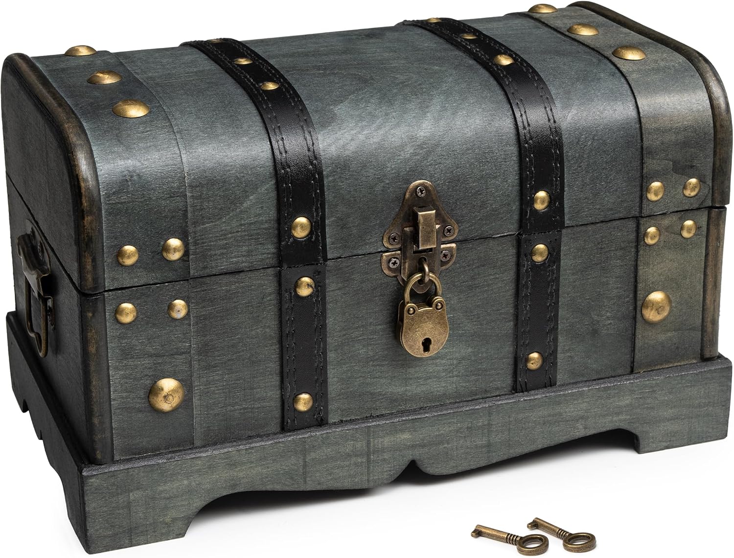 Lockable Wooden Treasure Chest With Tray