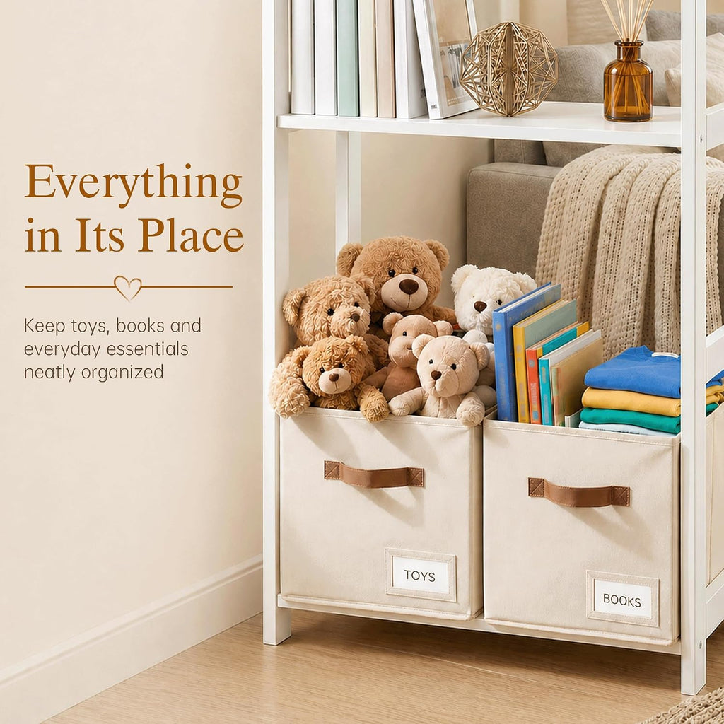 10 Pack Beige Labeled Fabric Storage Cubes
