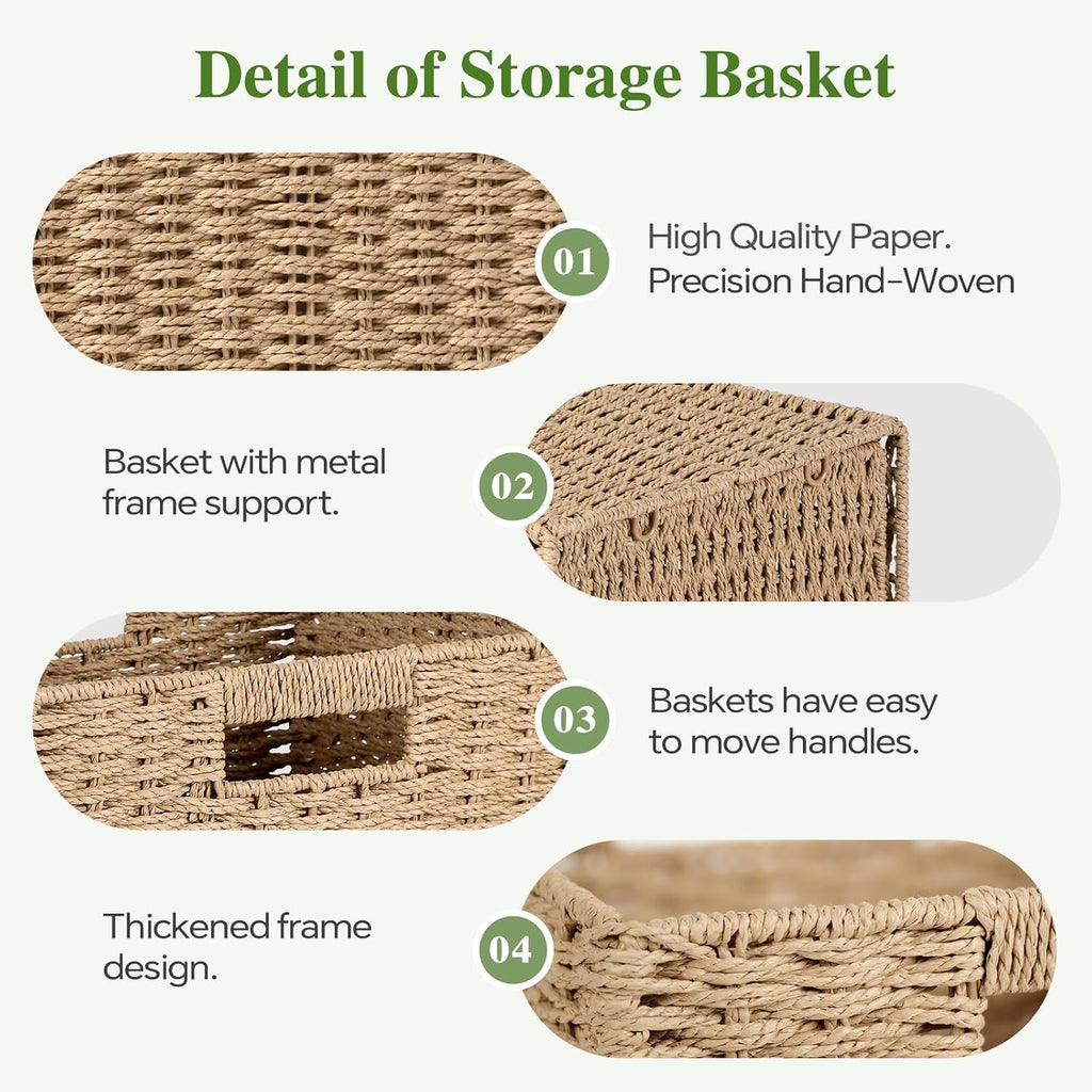2 Pack Natural Beige Paper Rope Wicker Storage Cubes