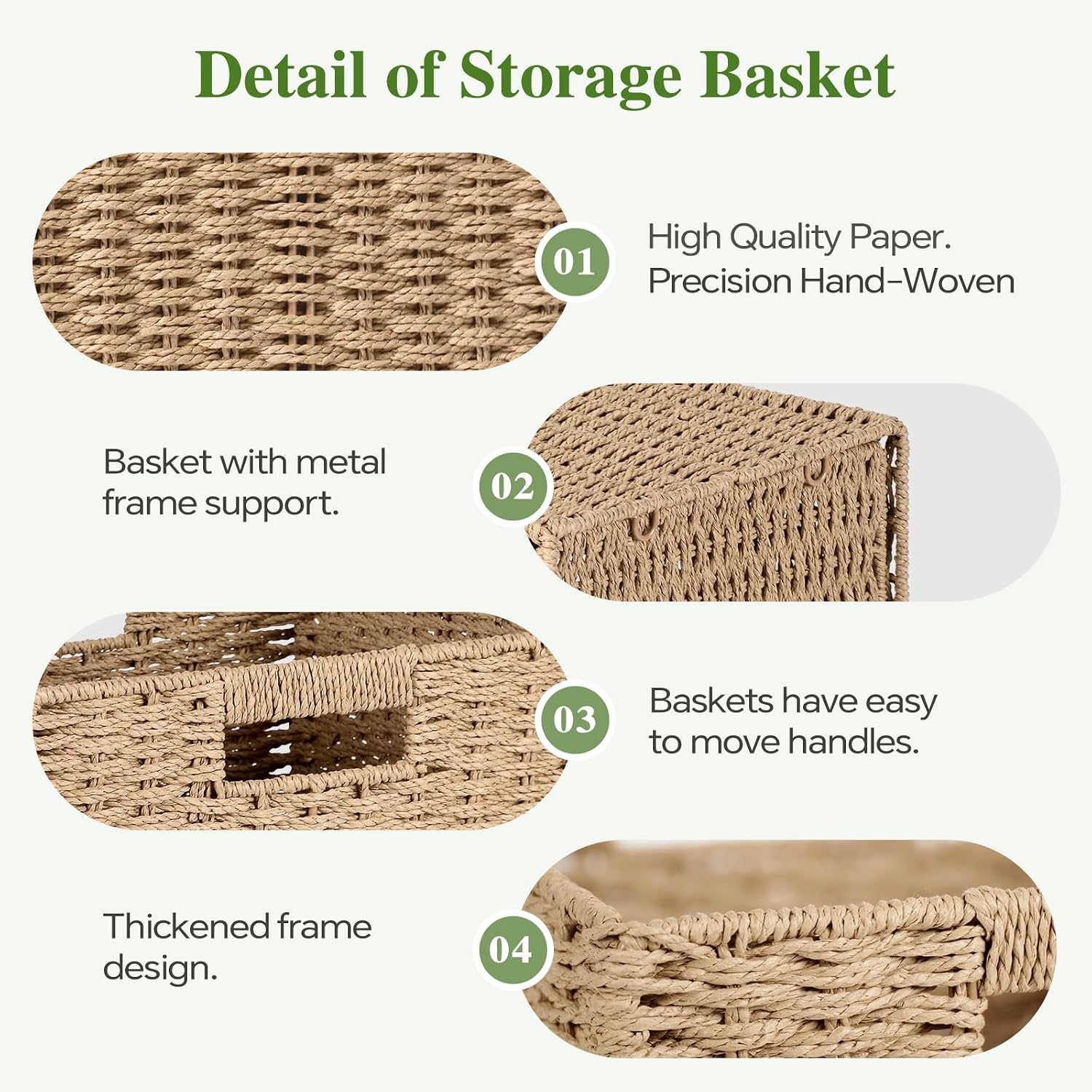 2 Pack Natural Beige Paper Rope Wicker Storage Cubes