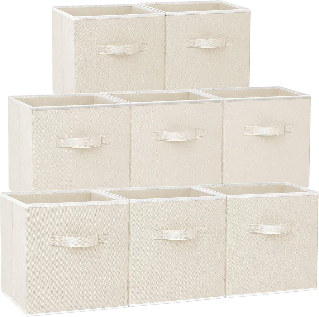 8 Pack Beige Heavy Duty Collapsible Fabric Storage Cubes