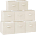 8 Pack Beige Heavy Duty Collapsible Fabric Storage Cubes