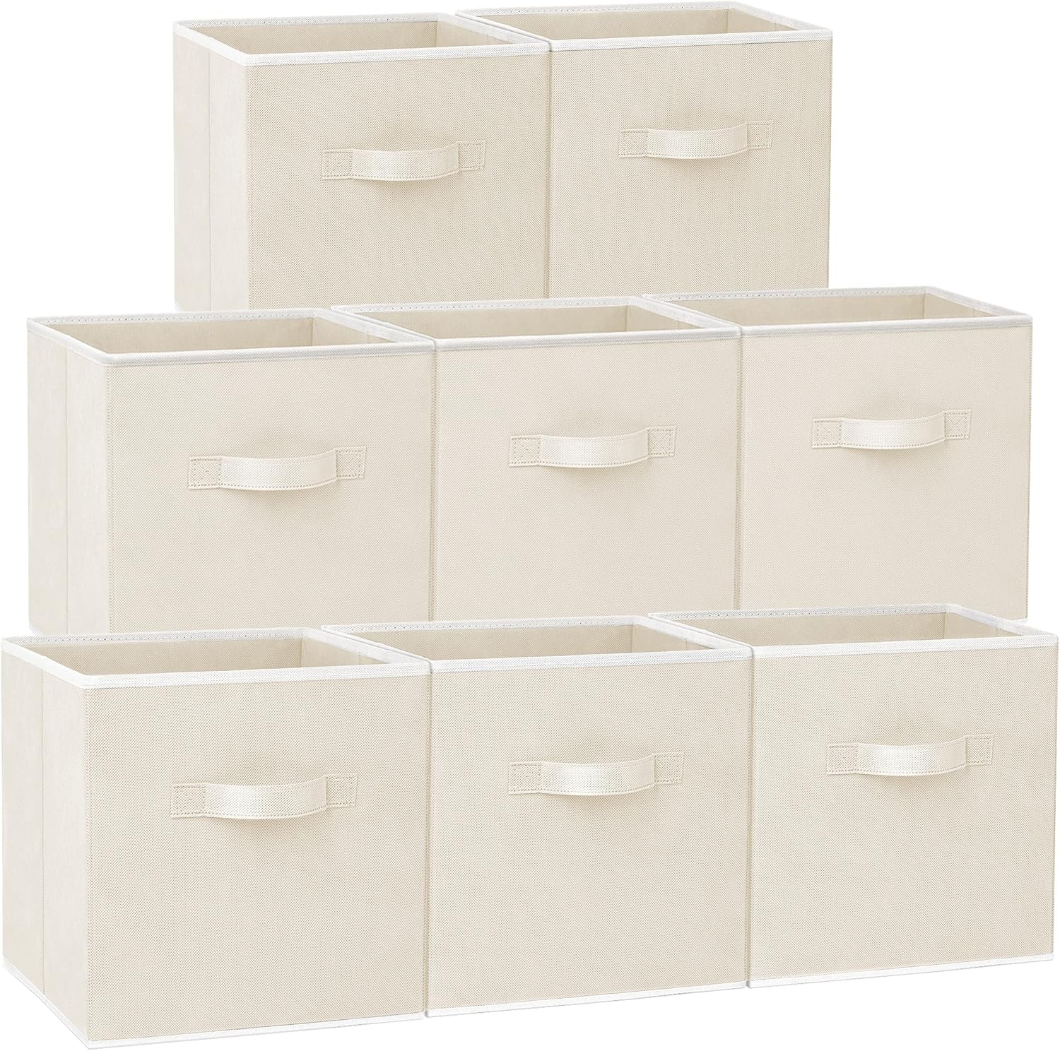 8 Pack Beige Heavy Duty Collapsible Fabric Storage Cubes