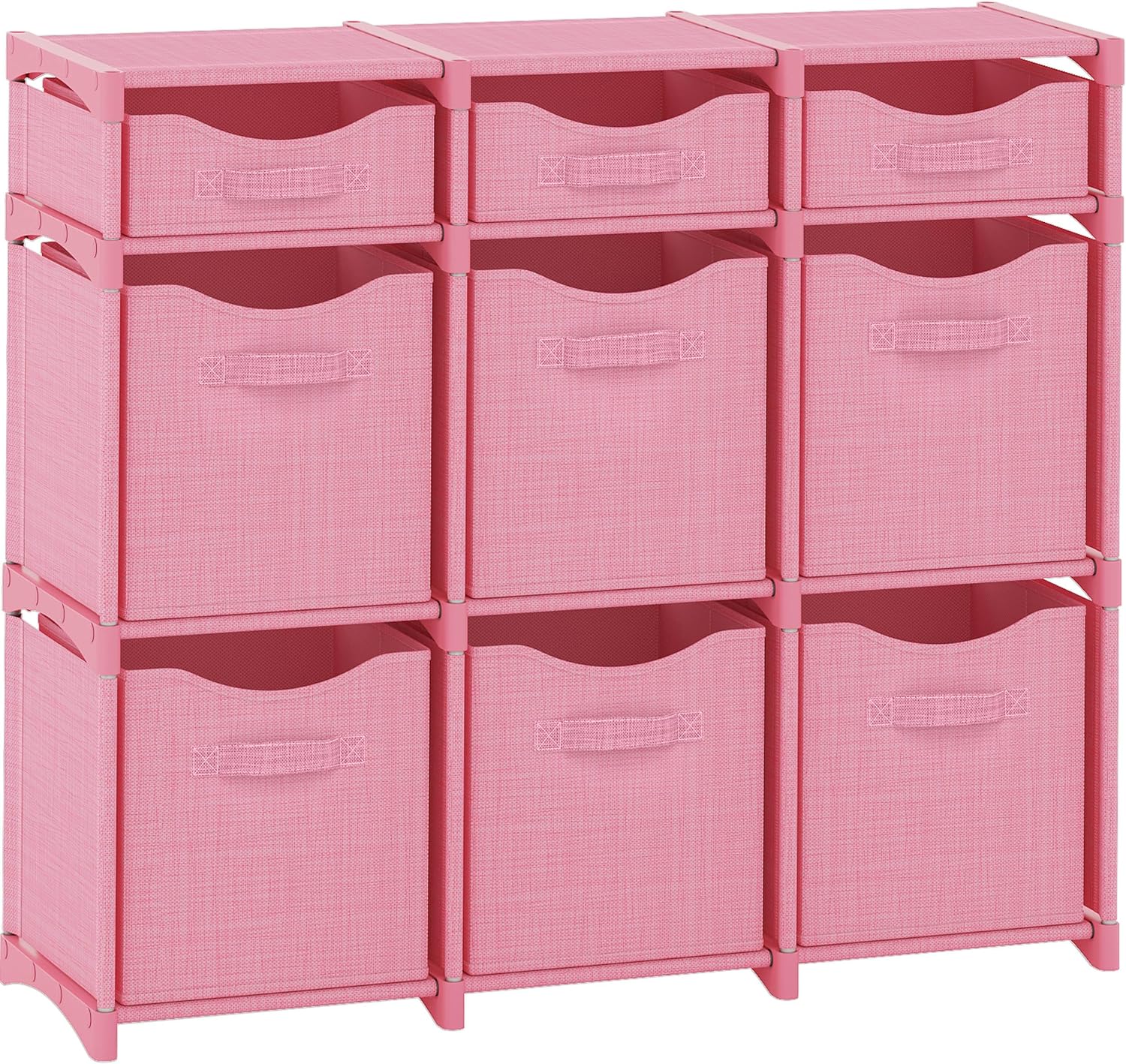 Pink 9-Cube Storage Organizer with Fabric Bins