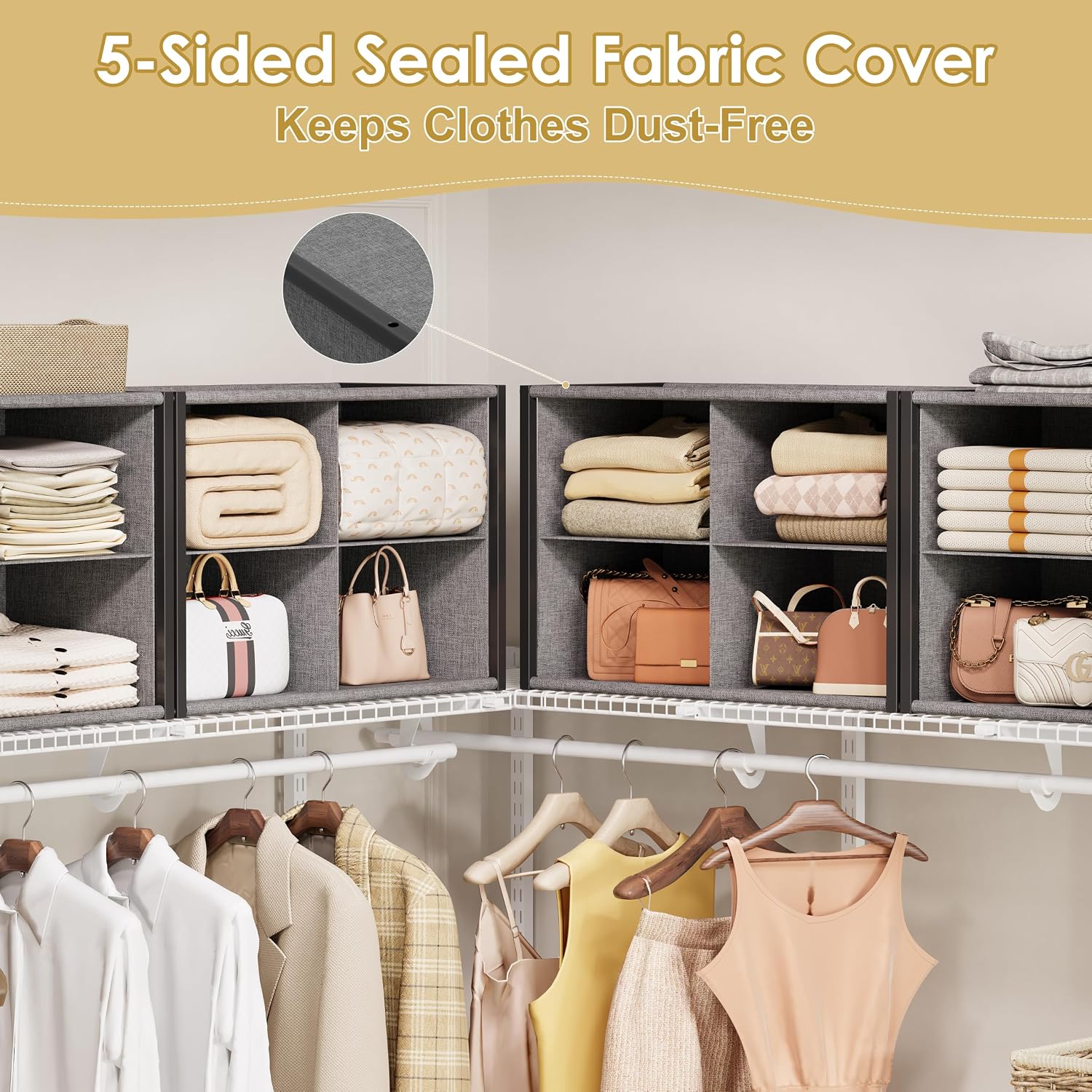 2 Pack 8-Cube Metal Frame Closet Storage Organizer