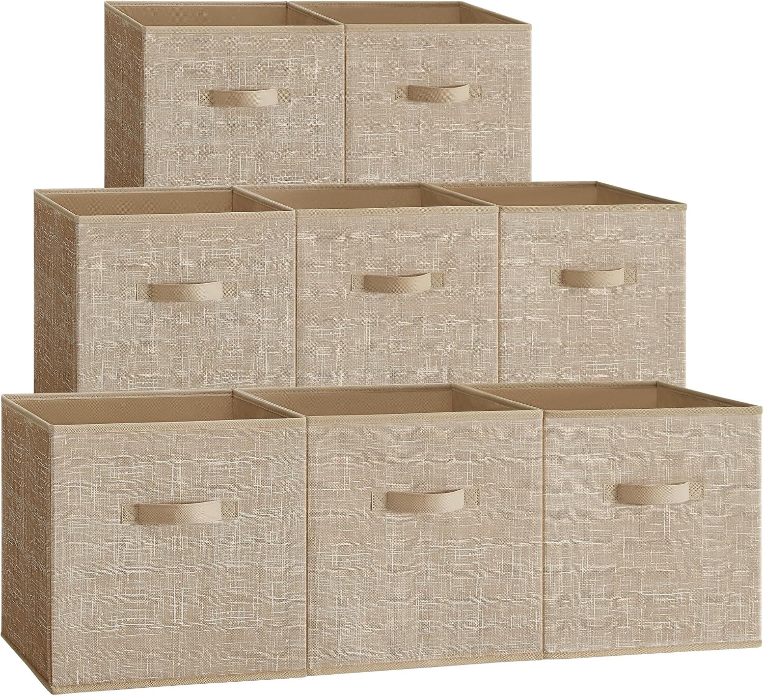 8 Pack Sand Beige Foldable Non-Woven Fabric Storage Cubes