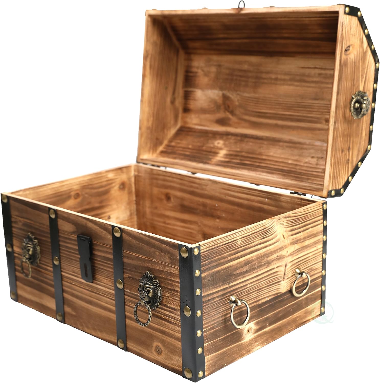Small Vintage Wooden Treasure Chest Storage Trunk