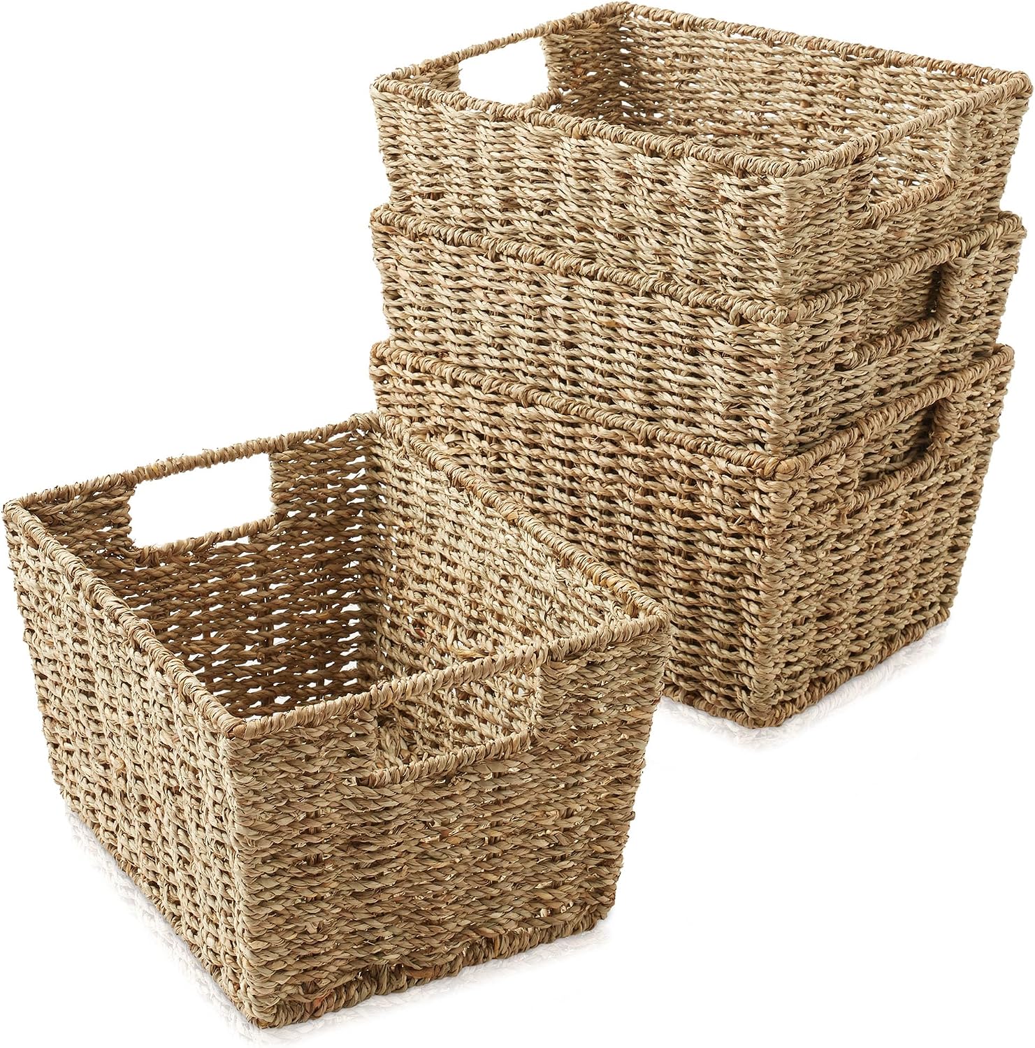 4 Pack Seagrass Woven Storage Baskets