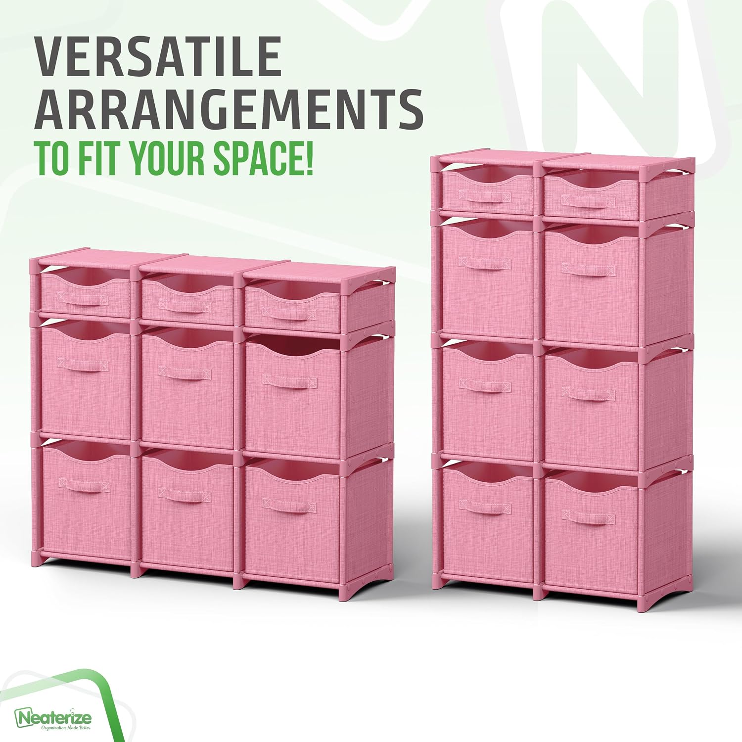 Pink 9-Cube Storage Organizer with Fabric Bins