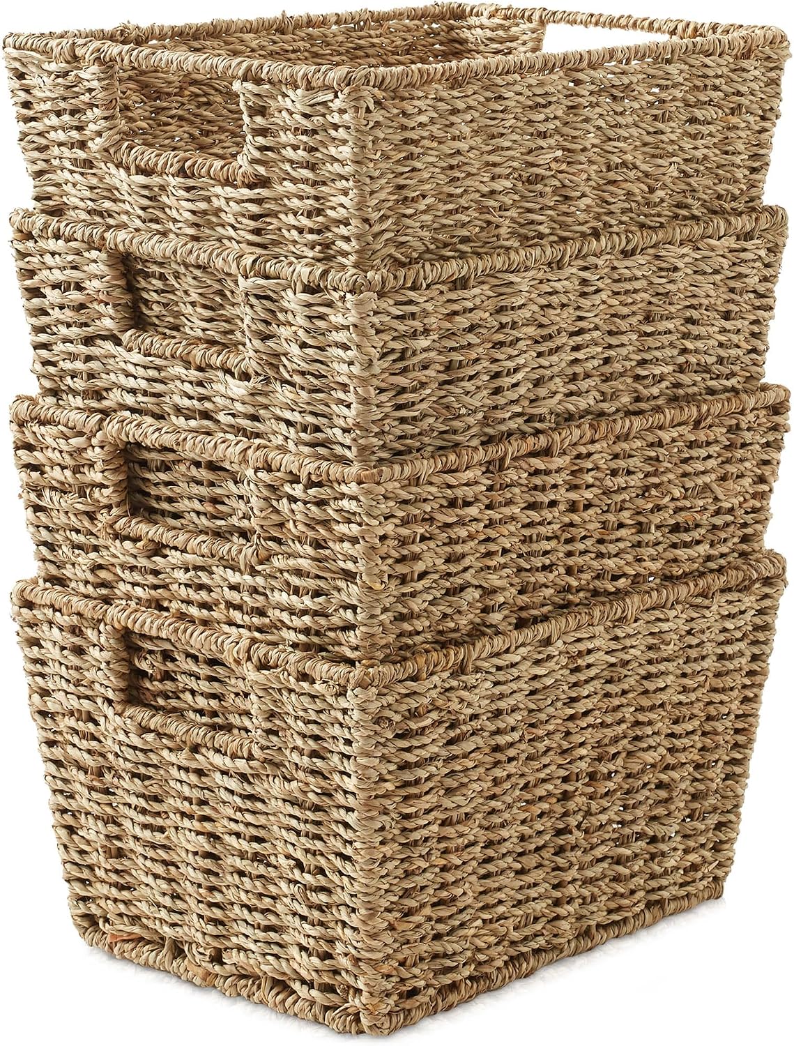 4 Pack Seagrass Woven Storage Baskets