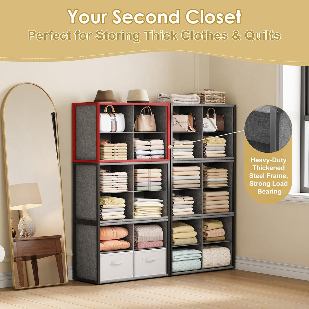 2 Pack 8-Cube Metal Frame Closet Storage Organizer