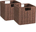 2 Pack Brown Small Wicker Cube Storage Baskets